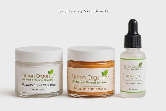 Skin Brightening & Anti-aging sets: 100 X Washed ghee, Pumpkin Honey Face mask, Hydrating face serum.