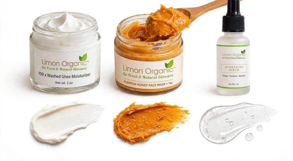 Skin Brightening & Anti-aging sets: 100 X Washed ghee, Pumpkin Honey Face mask, Hydrating face serum.