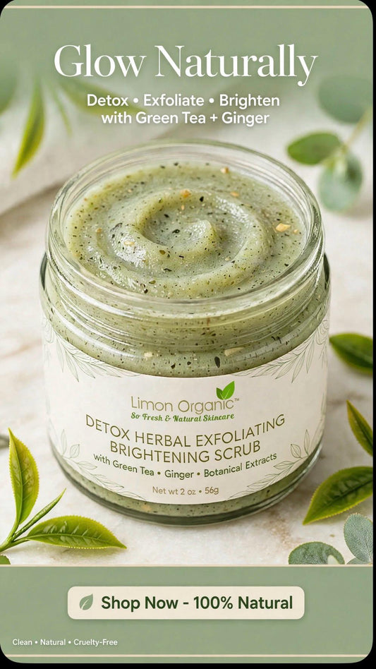 Detox Herbal Exfoliating Brightening Scrub with Green Tea, Ginger.