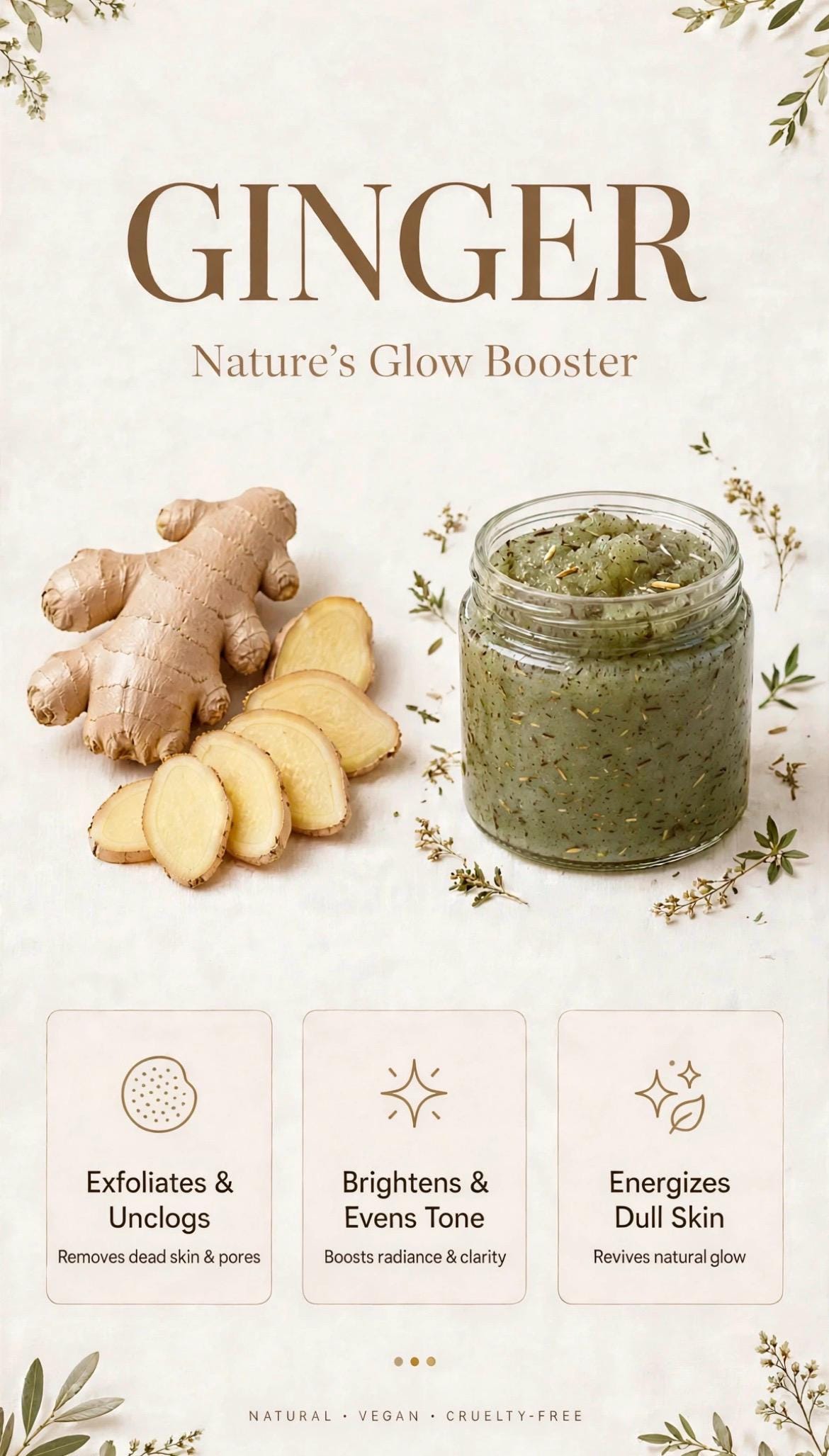 Detox Herbal Exfoliating Brightening Scrub with Green Tea, Ginger.
